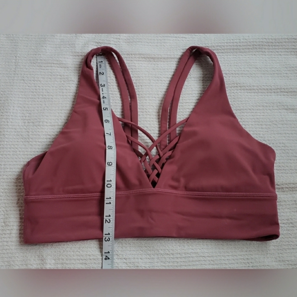 🌸AvaiLable💕inQuire🌸RARE♡Lululemon Strappy LongLine Plunge Cage Bra Moss Rose - Picture 6 of 11